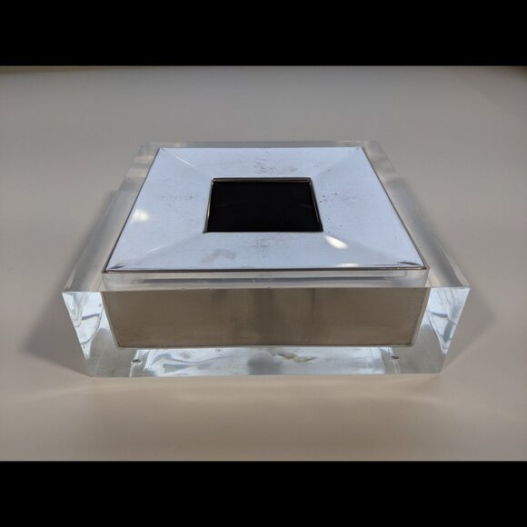 Vintage 1970's Italian Designer Plexiglass & Aluminum Guzzini Ashtray Made Italy - Picture 4 of 16